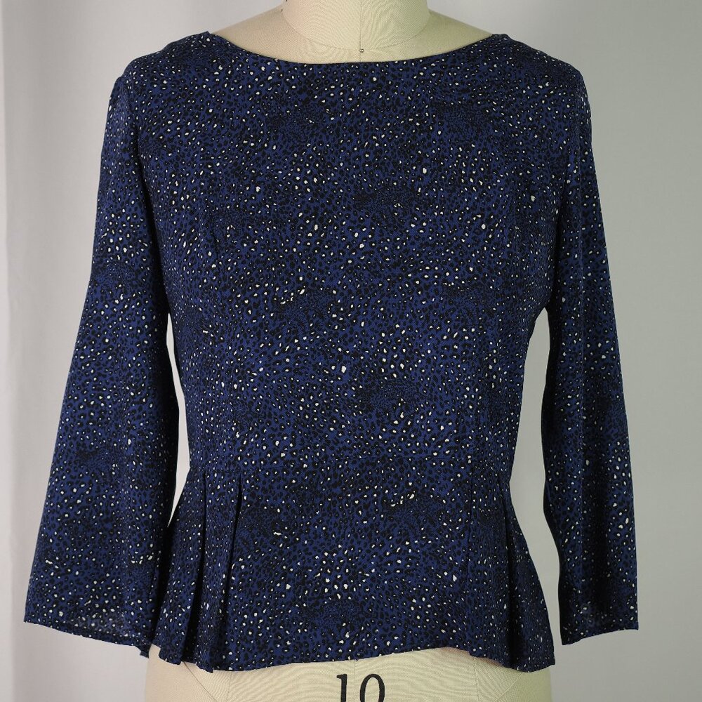 Forever 21 Juniors Blouse, Blue, Small Leopard Print, Size L